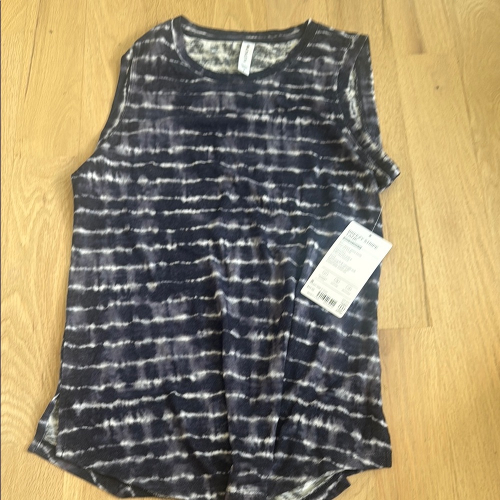 Athleta Blue and White Muscle Tee